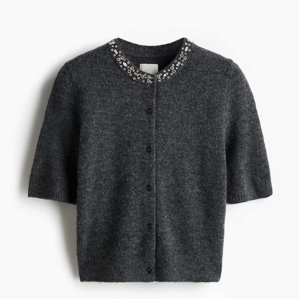 New H&M‎ RHINESTONE-EMBELLISHED CARDIGAN